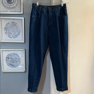 Vintage 80's Sasson Cuffed High Waist Side Button Balloon Taper Leg Jeans Sz 11